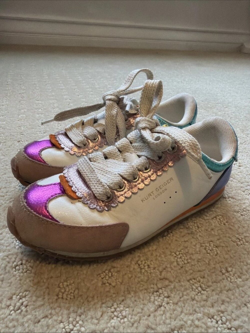 Kurt Geiger London Mini Runner Kids Size 1 EU32 Multicolor Metallic Sneakers